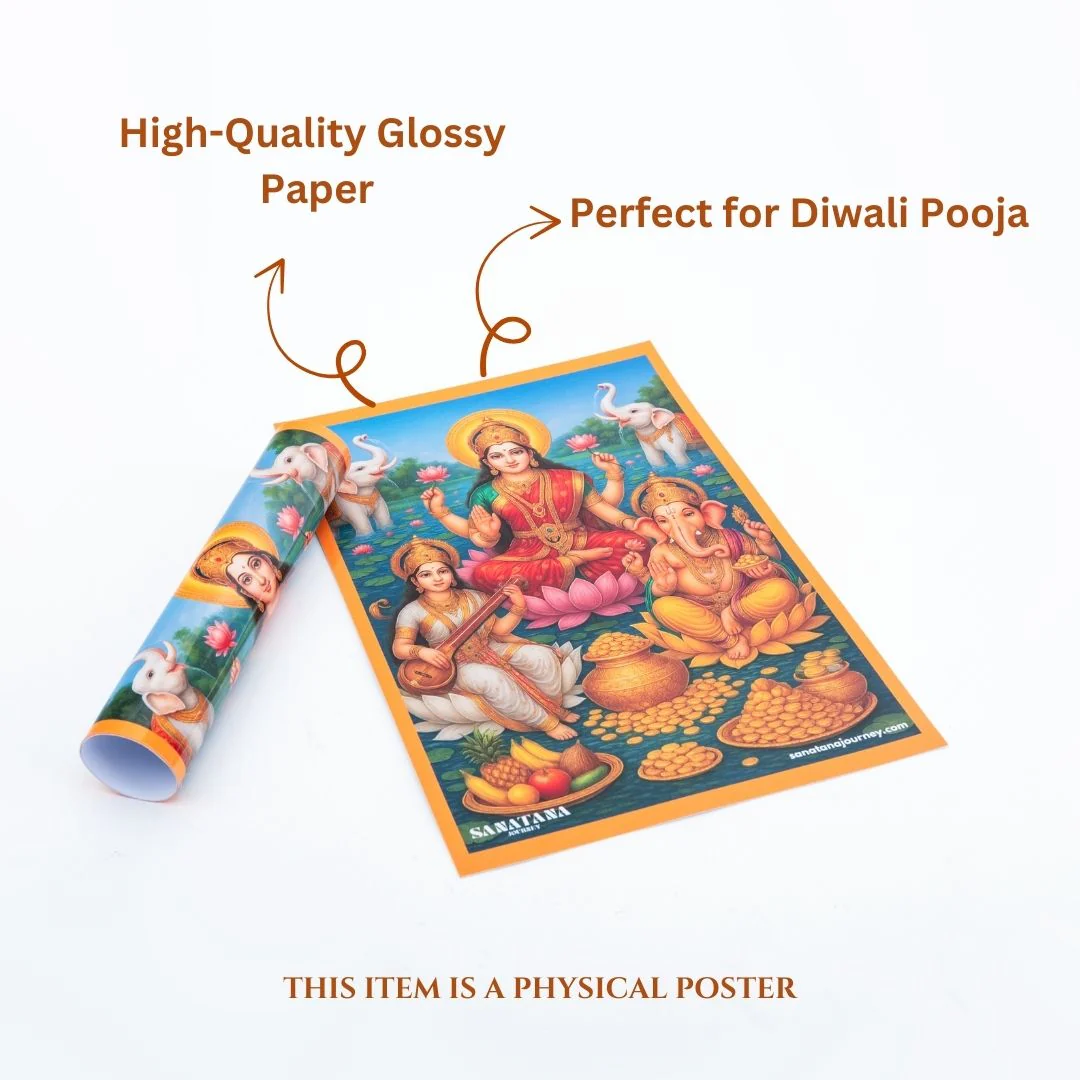 Lakshmi Ganesh Photo, Poster for Diwali Pooja/Puja Gift (12x8 Inch) - Image 3